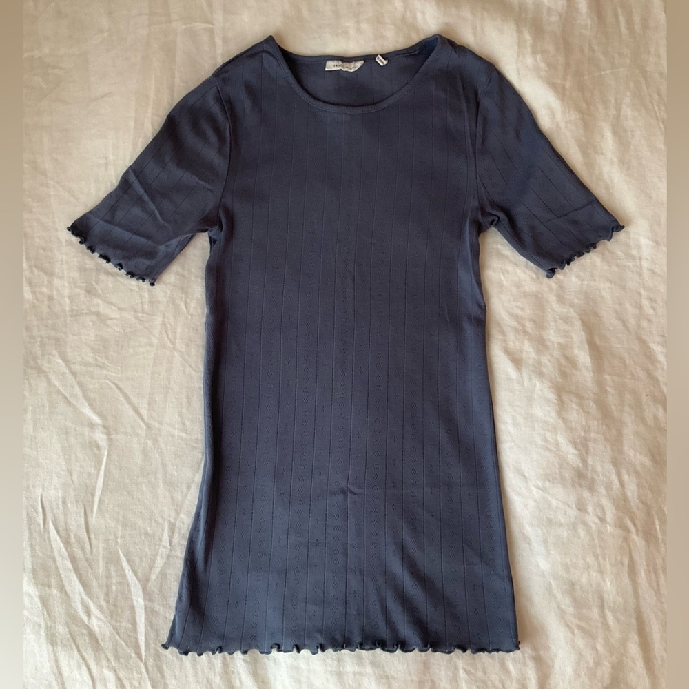 Skall Studio edie pointelle organic cotton tee xs blue - Picture 3 of 9